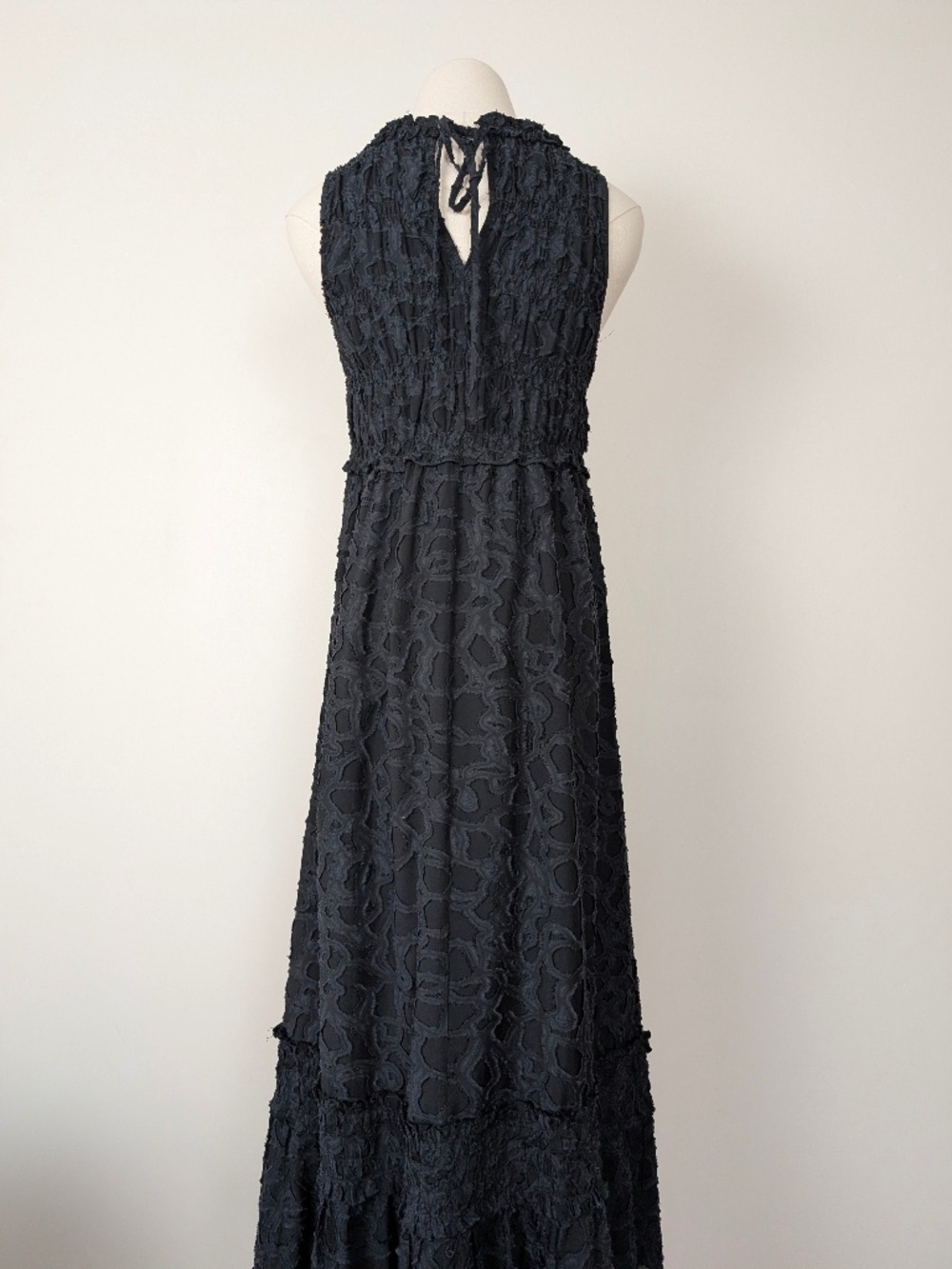 Club Monaco Black Smocked Midi Dress Formal Size XS High Neck - Picture 9 of 14